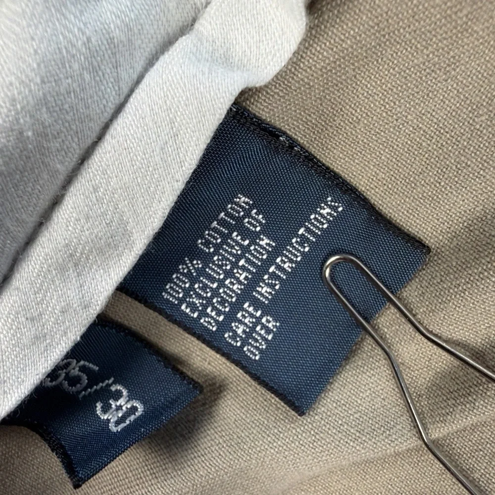 Polo Ralph Lauren Men 35x30 Khaki Pleated Chino Trousers Preppy Casual